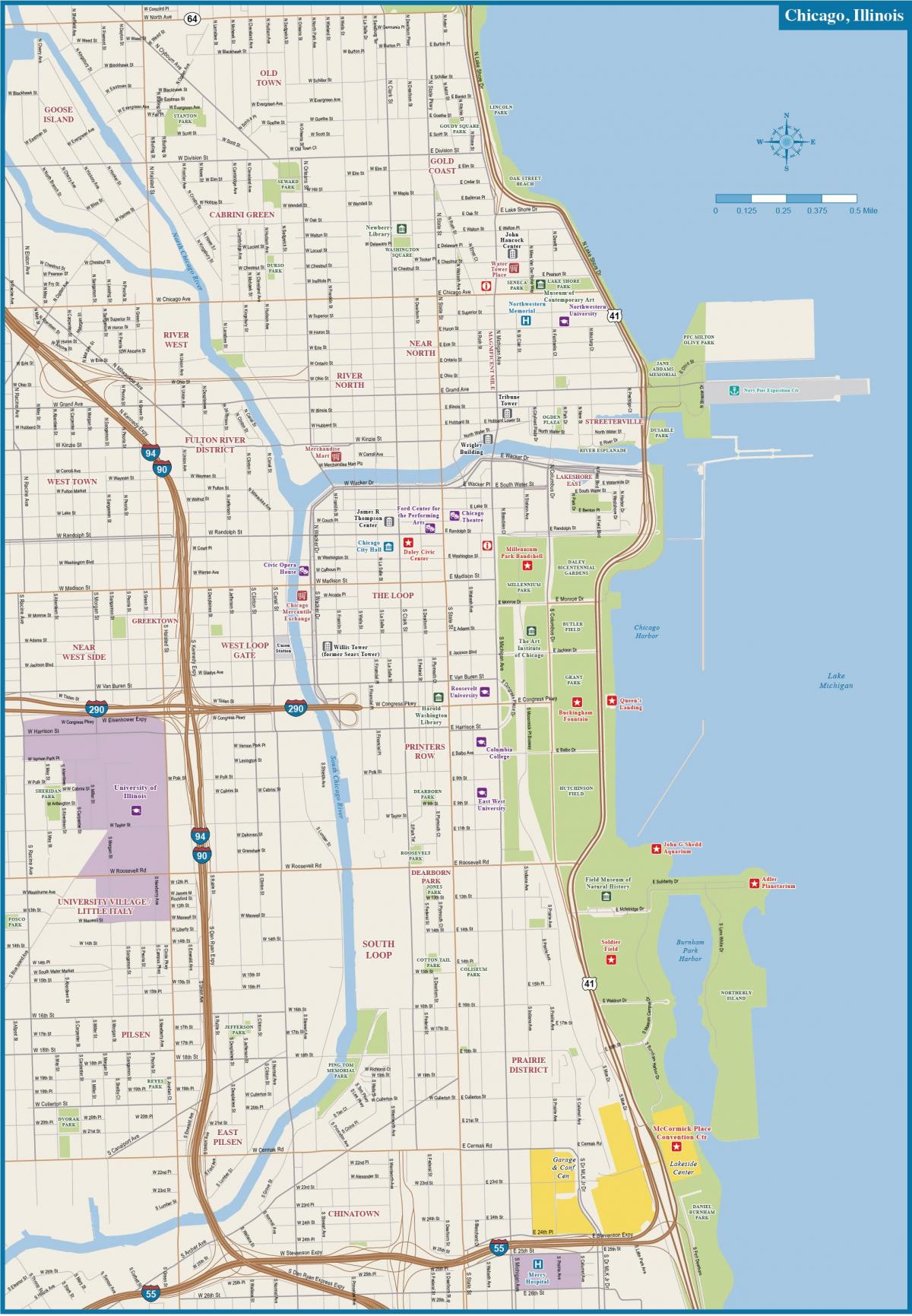 карта центра Чикаго