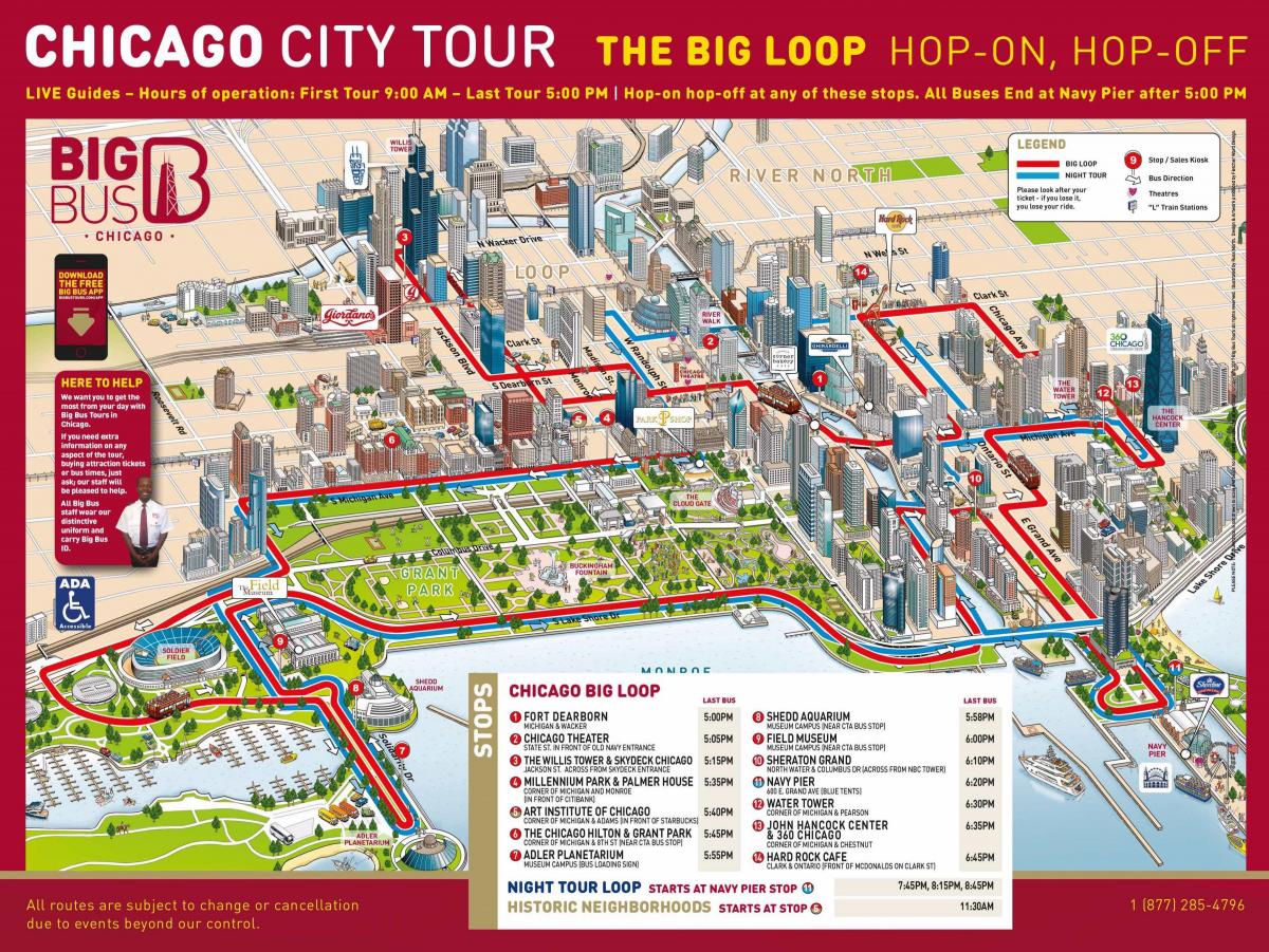 Карта Чикаго Большой автобус