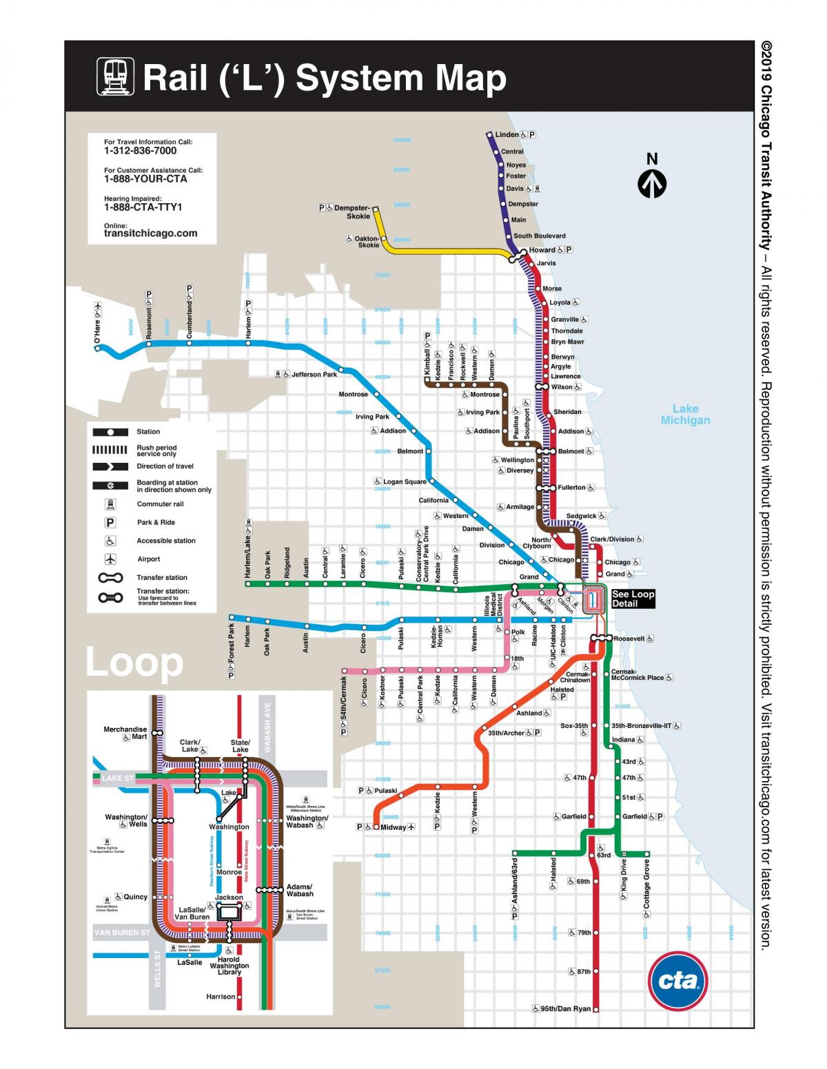 карта станций метро Чикаго