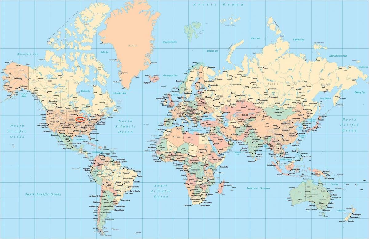 Местоположение Чикаго на карте мира