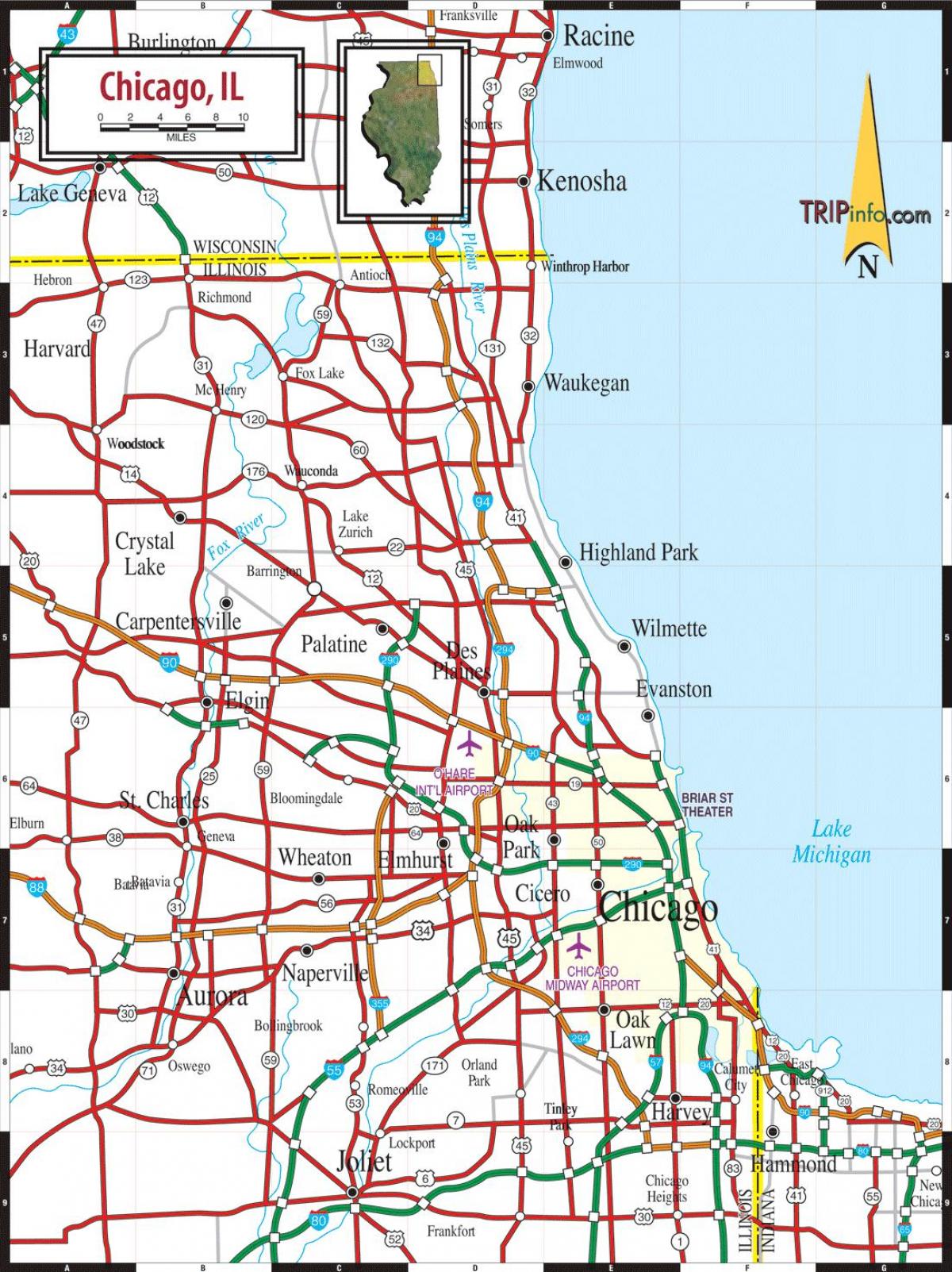 карта дорог Чикаго